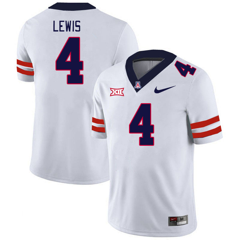 #4 Darryll Lewis Arizona Wildcats Jerseys Football Stitched-White